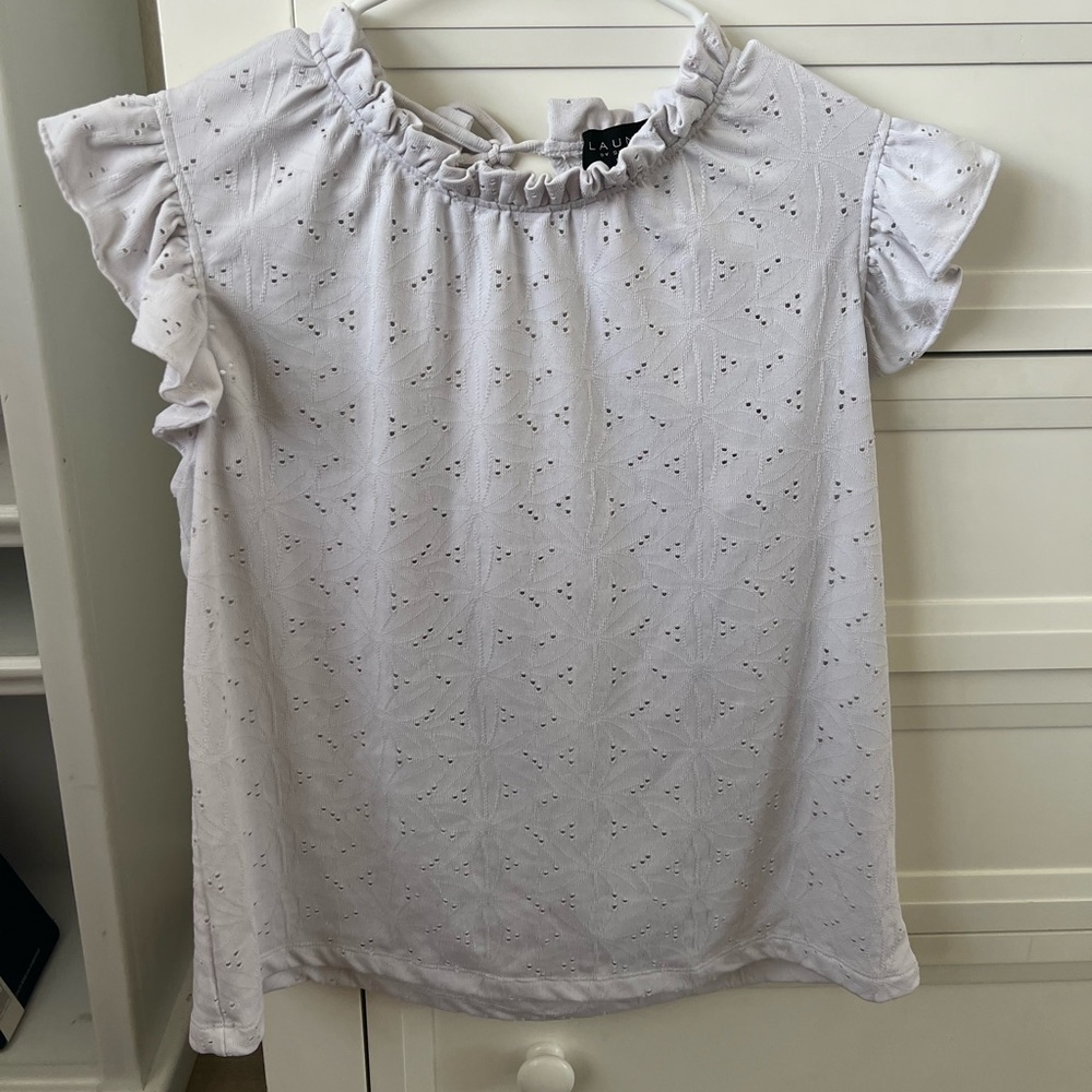 White Ruffled Short Sleeve Top